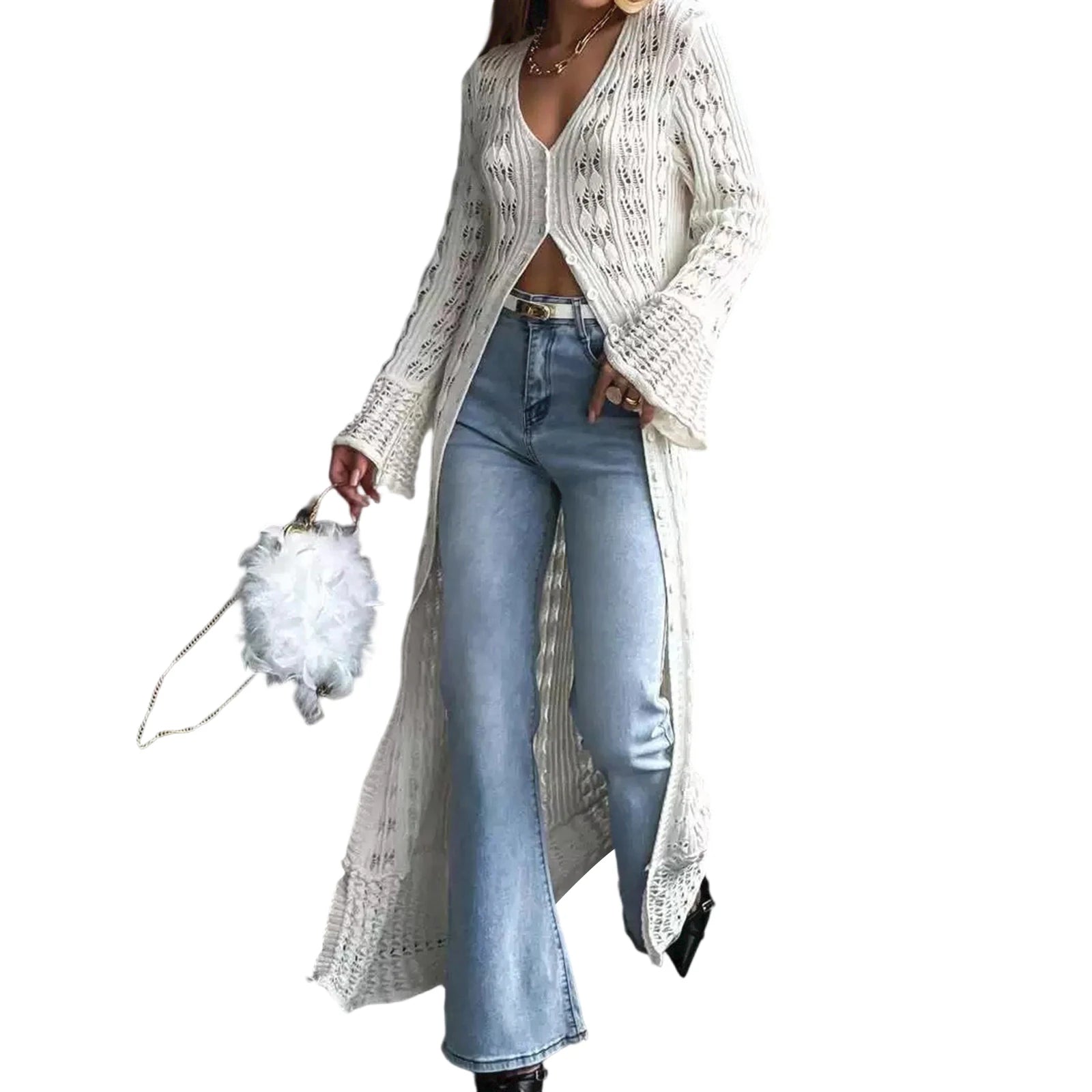 Button-Up Long Cardigan
